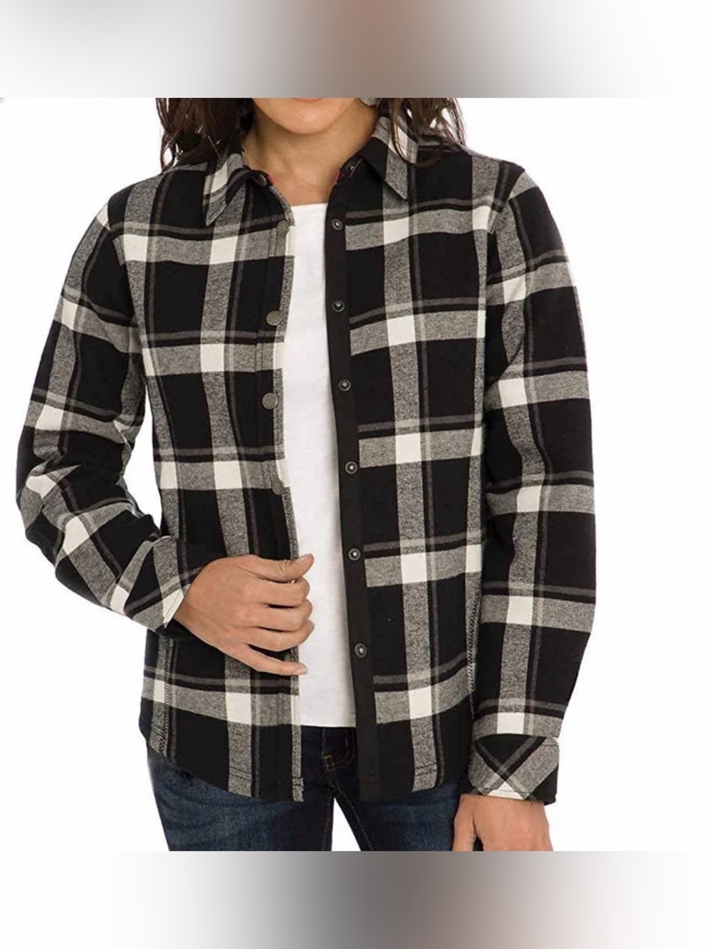 Orvis Women Fleece Lined Cotton Flannel Plaid Shirt Jacket size XS